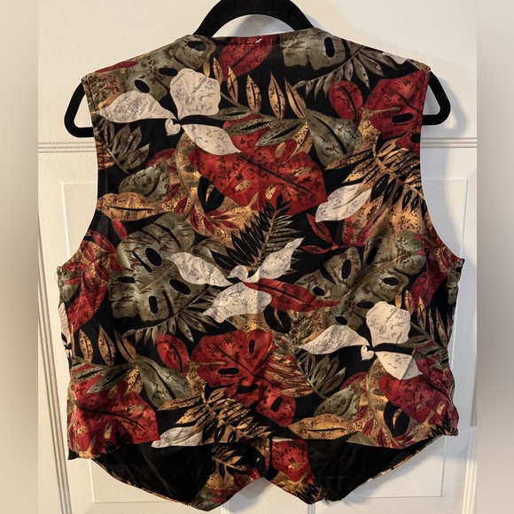 90’s VTG Floral Patterned Women's Button Up Vest Grannycore Teachercore Leaves - Picture 8 of 11